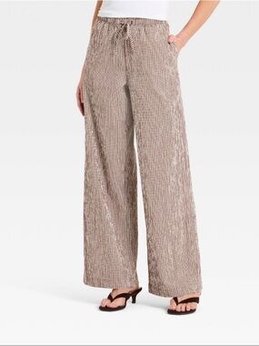 A New Day™ Women's Seersucker Effortless Pull-On Pants - Brown XL
